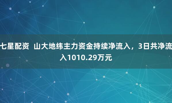 七星配资  山大地纬主力资金持续净流入，3日共净流入1010.29万元